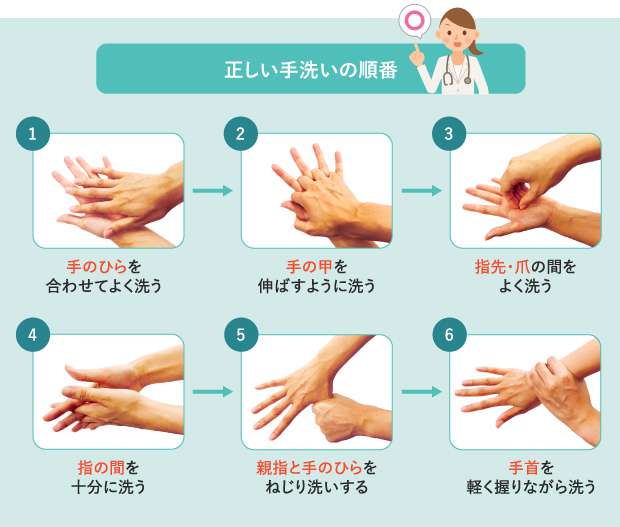 予防に効果的な手洗いの順番