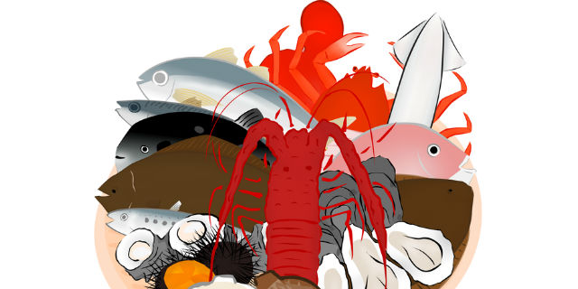 海魚や甲殻類