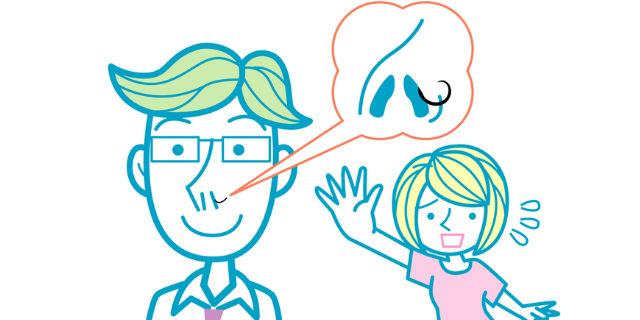 鼻毛が伸びている男性