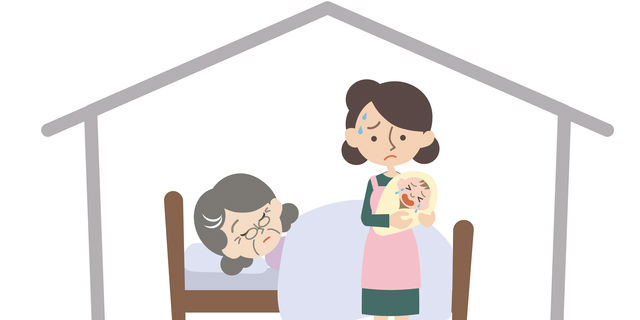 介護と育児で悩む女性