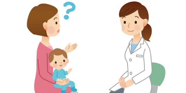 医師に質問するママ